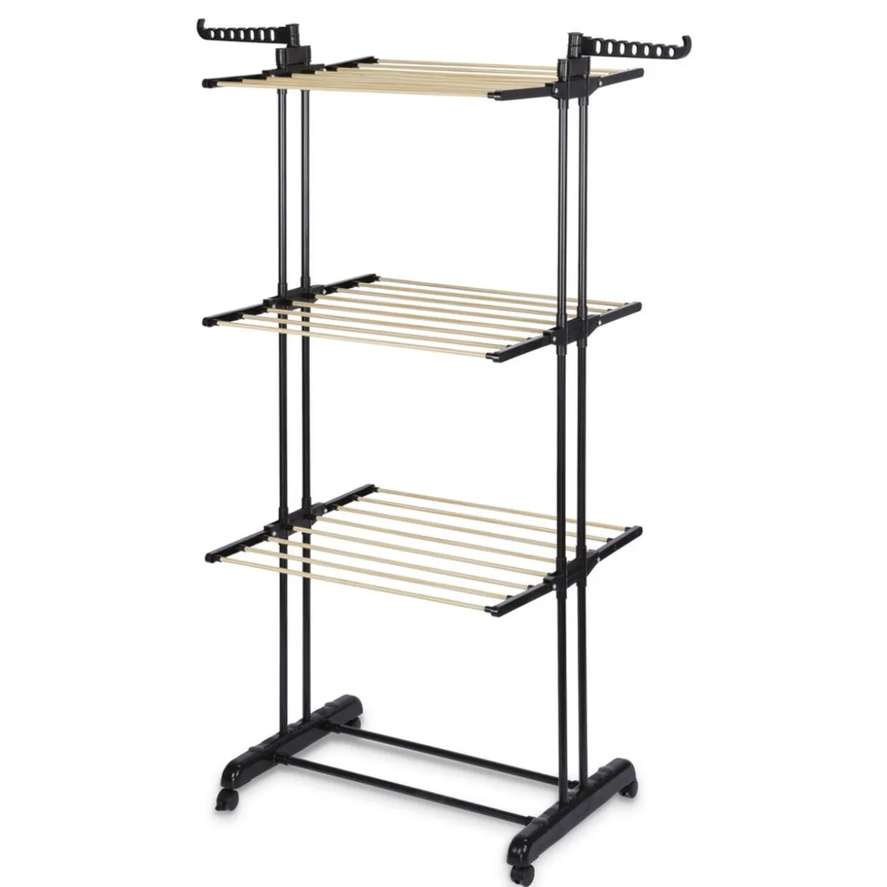 Séchoir tour 3 niveaux fer et plastique blanc 75x64xH177cm