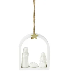 Scène nativité suspension crèche de Noël polyrésine blanche H14cm < Gifi Sale