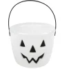 Seau à bonbons Halloween design citrouille phosphorescent blanc