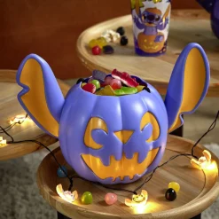 Seau à bonbons Halloween Disney Stitch bleu et orange Ø15xH20cm