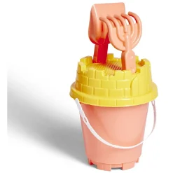 Seau de plage avec pelle râteau tamis en plastique corail