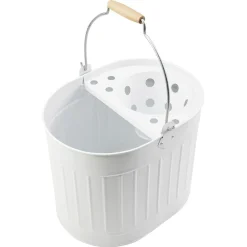 Seau essoreur vintage métal et bois anti corrosion 14L