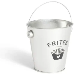 Seau à frites avec anse étain et inox gris Ø10,5xH7,5cm