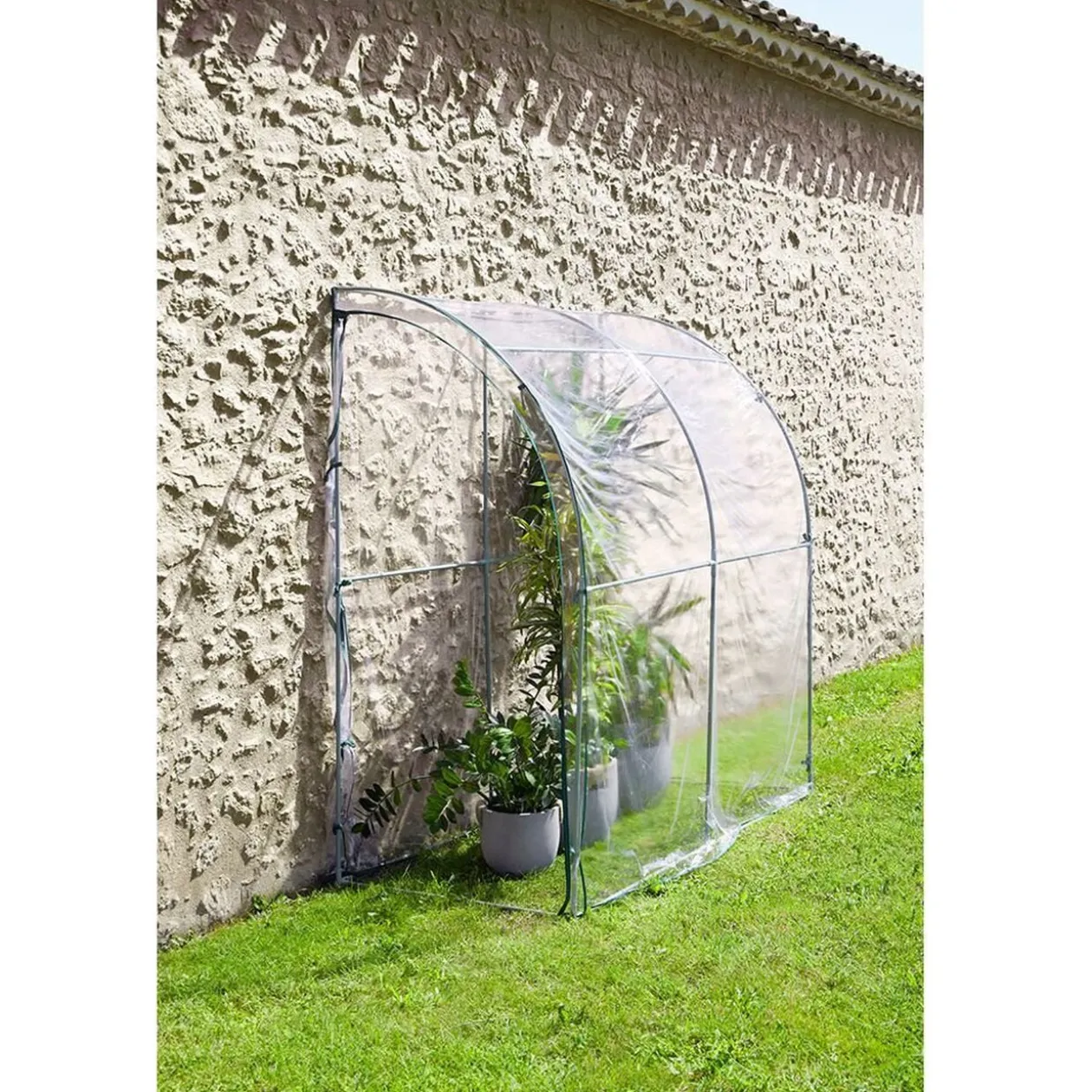 Serre murale PVC transparent et métal 100x200xH215cm