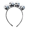 Serre tête boules à facettes disco argenté H16,5cm