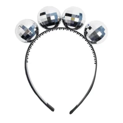 Serre tête boules à facettes disco argenté H16,5cm