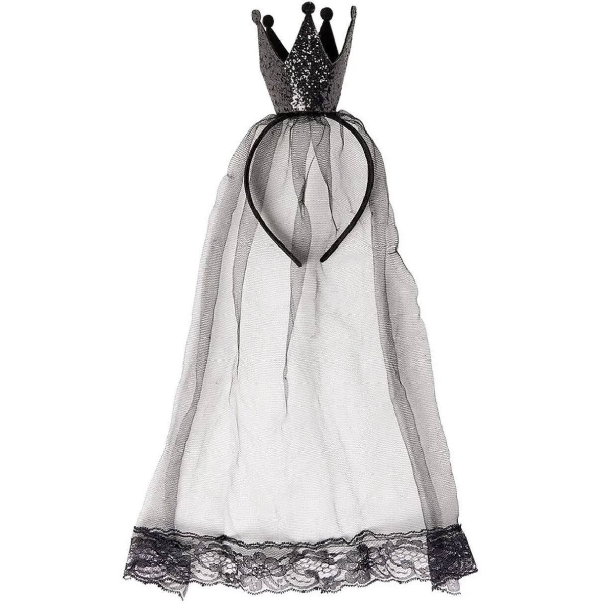 Serre-tête Halloween couronne et voile noir < Gifi