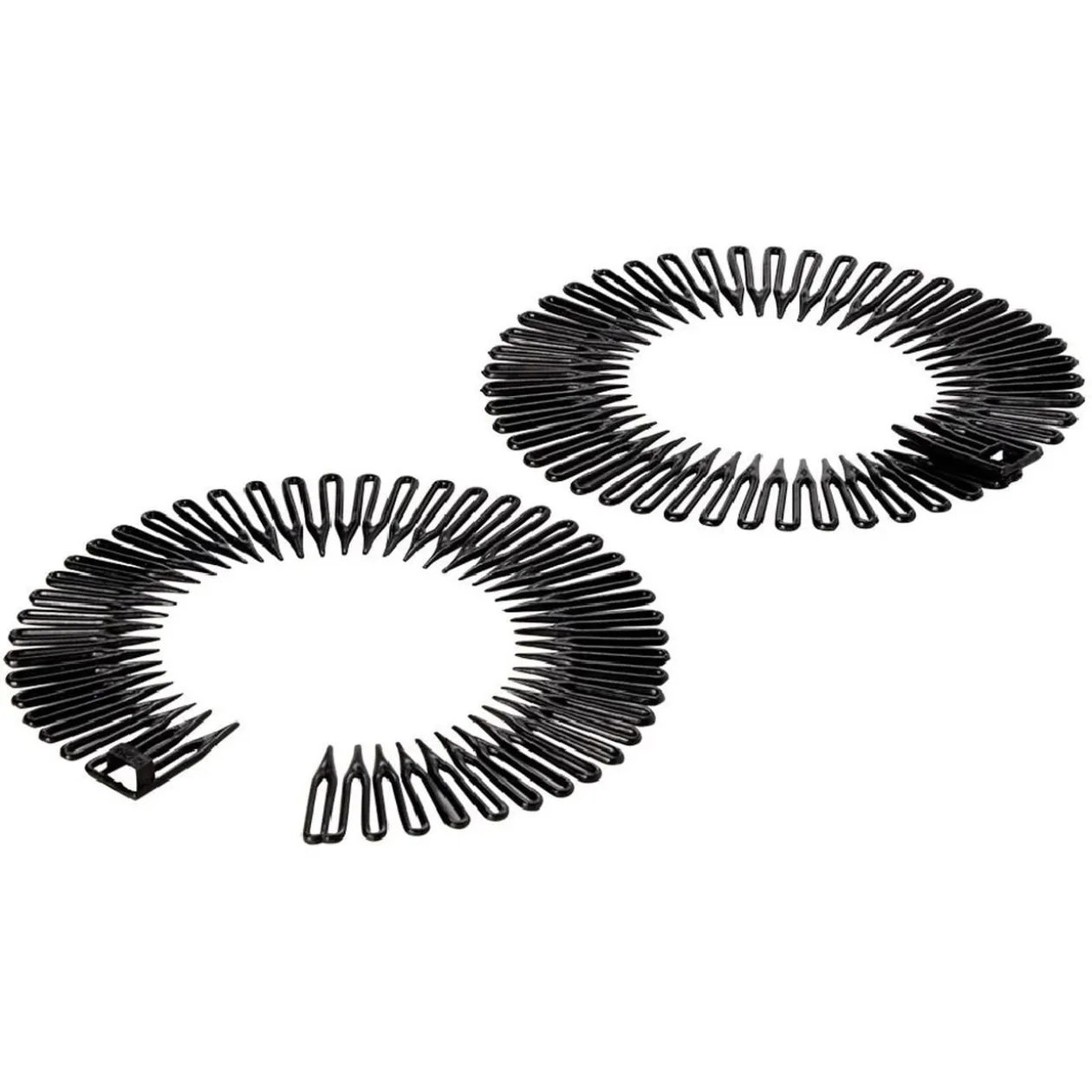 Serre tête zig zag plastique noir brillant x2