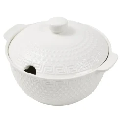 Service à soupe 9 pièces bols louche soupière porcelaine blanche