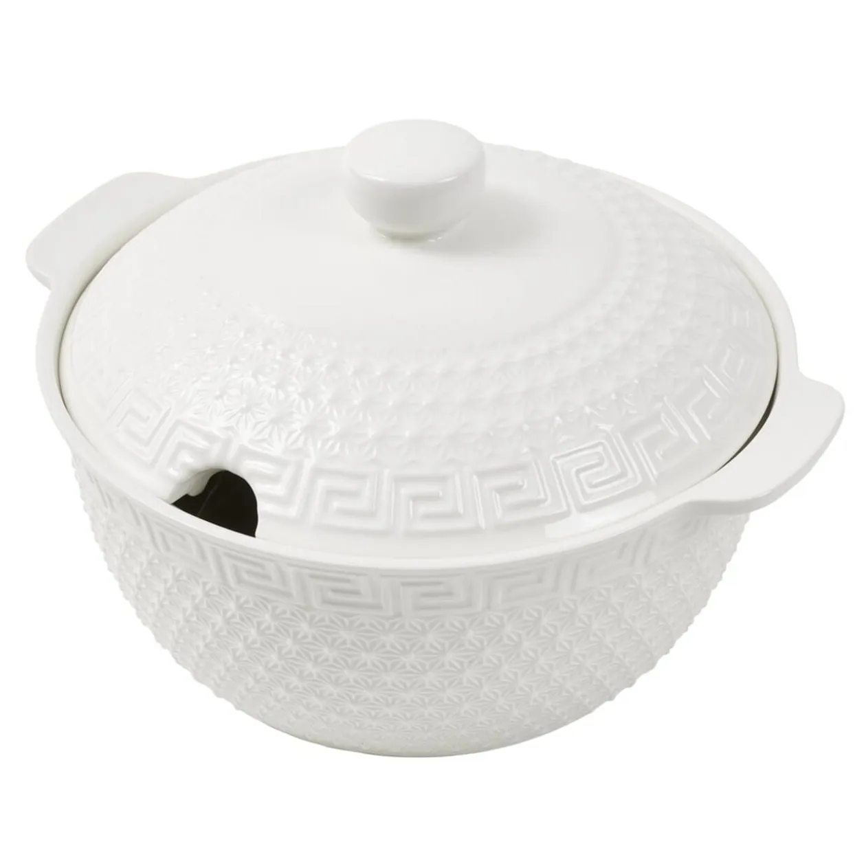 Service à soupe 9 pièces bols louche soupière porcelaine blanche