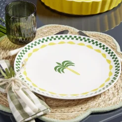 Service vaisselle 12 pièces motif Indie porcelaine blanche