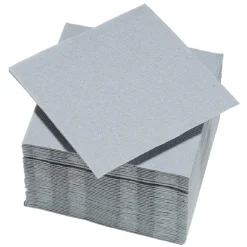 Serviette cocktail carrée gris clair 2 plis en papier x40