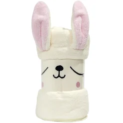 Serviette de bain enfant lapin beige et rose 70x140cm < Gifi