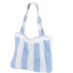 Serviette de plage avec sac intégré 2en1 polyester rayé blanc et bleu 90x164cm < Gifi Outlet