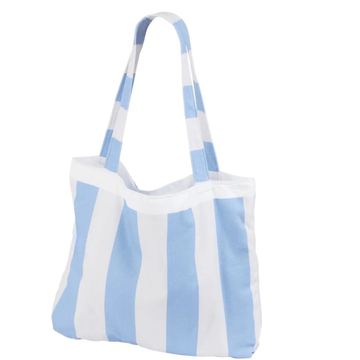 Serviette de plage avec sac intégré 2en1 polyester rayé blanc et bleu 90x164cm < Gifi Outlet