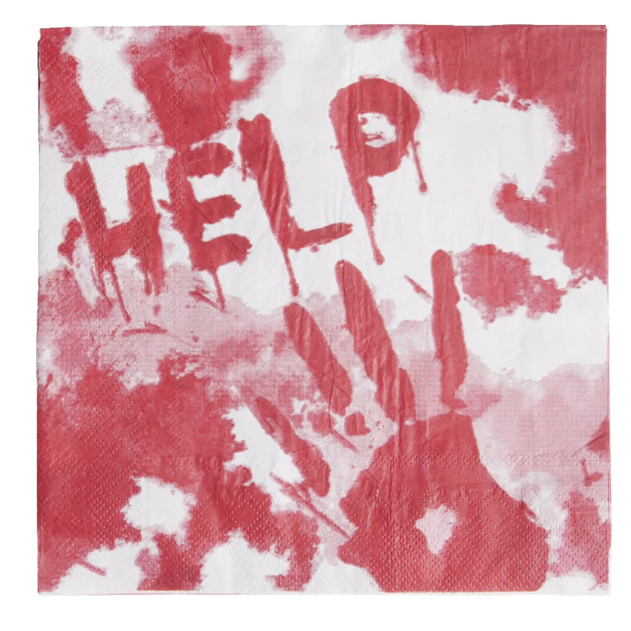 Serviette de table Halloween main ensanglantée HELP rouge et blanche x20