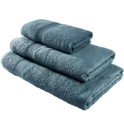 Serviette de toilette 50x90cm coton bleu paon