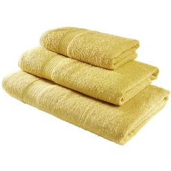 Serviette de toilette 50x90cm coton jaune ocre
