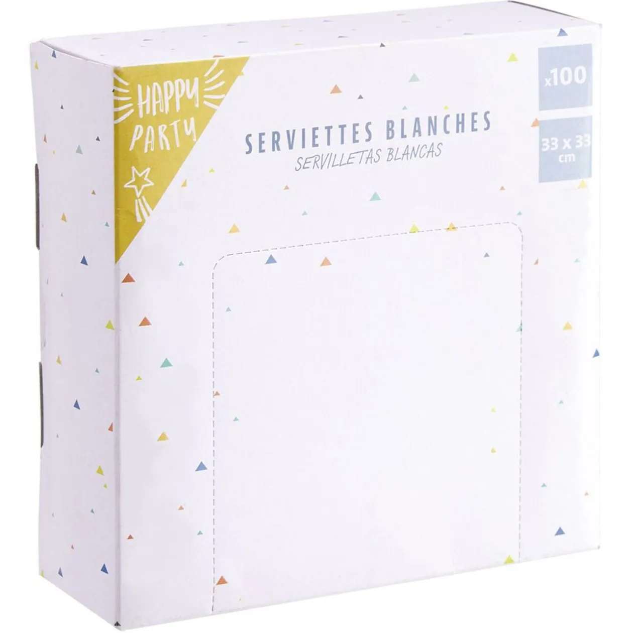 Serviette en papier carré uni blanc x100