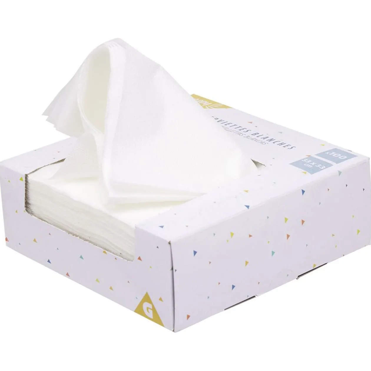 Serviette en papier carré uni blanc x100
