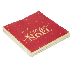 Serviette en papier 3 plis X20 pcs imprimé Joyeux Noël 33X33 cm rouge liseré doré < Gifi Outlet