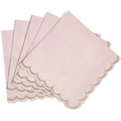 Serviette en papier rose et bord doré x 16
