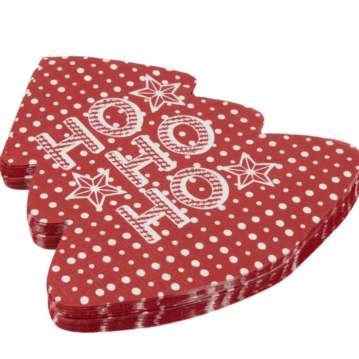 Serviette en papier X20 pcs forme sapin imprimé "HoHoHo" 16X16 cm rouge < Gifi Online
