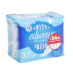 Serviette hygiénique x10 avec ailettes Always ultra jour et nuit < Gifi