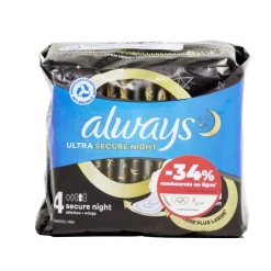 Serviette hygiénique x9 avec ailettes Always ultra secure nuit