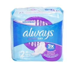 Serviette hygiénique x12 longues avec ailettes Always ultra jour < Gifi Best