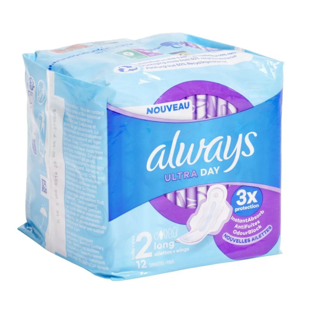 Serviette hygiénique x12 longues avec ailettes Always ultra jour < Gifi Best
