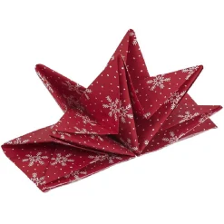 Serviette origami en papier rouge motif flocon blanc x12 < Gifi Clearance