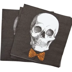 Serviette papier Halloween imprimé squelette gentleman noir blanc x20