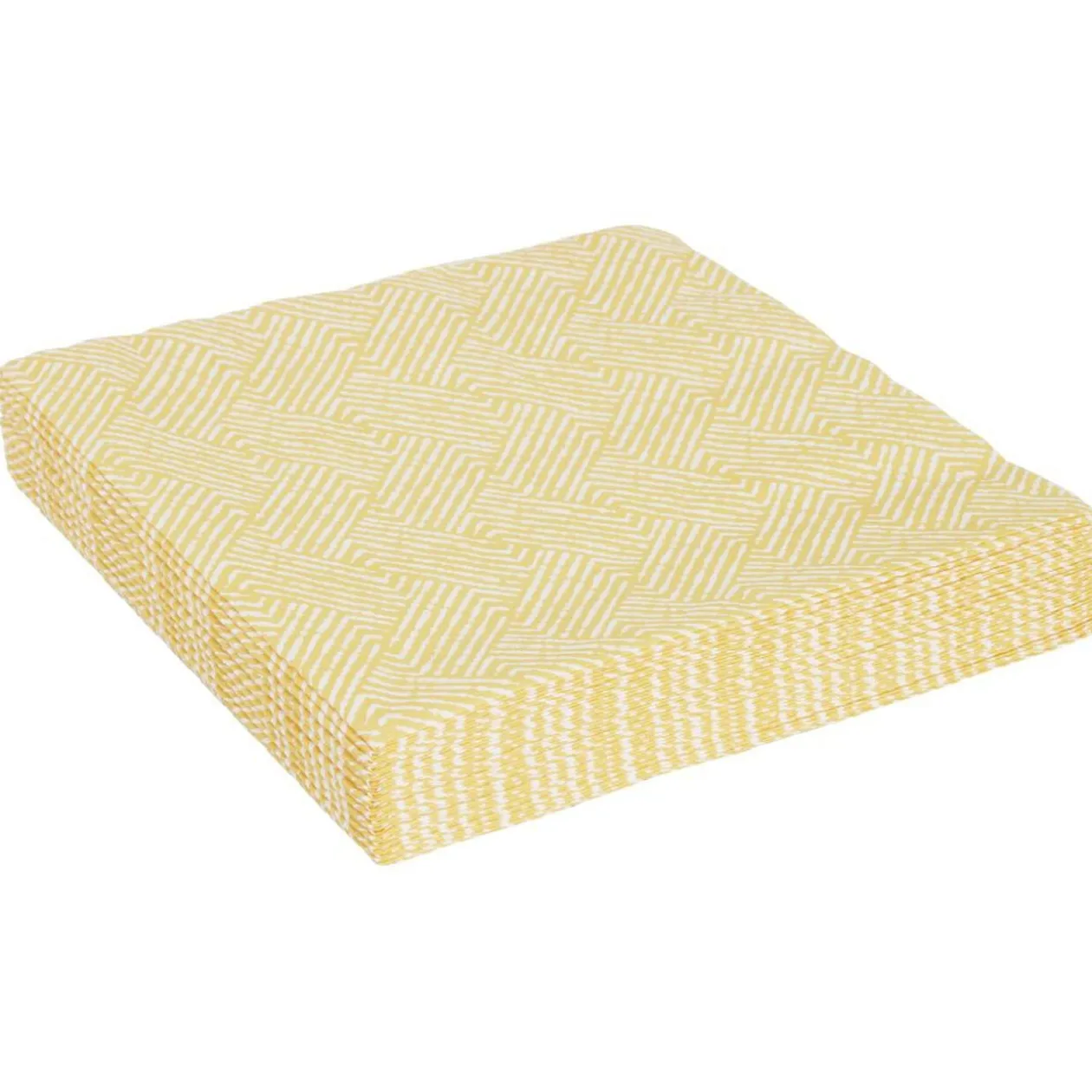 Serviette papier motif géométrique blanc et jaune 33x33cm 3 plis x20