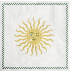 Serviette papier x20 blanc motif soleil jaune et blanc 33x33cm < Gifi