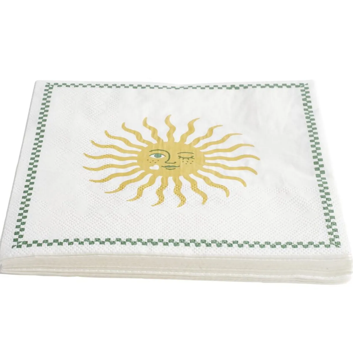 Serviette papier x20 blanc motif soleil jaune et blanc 33x33cm < Gifi