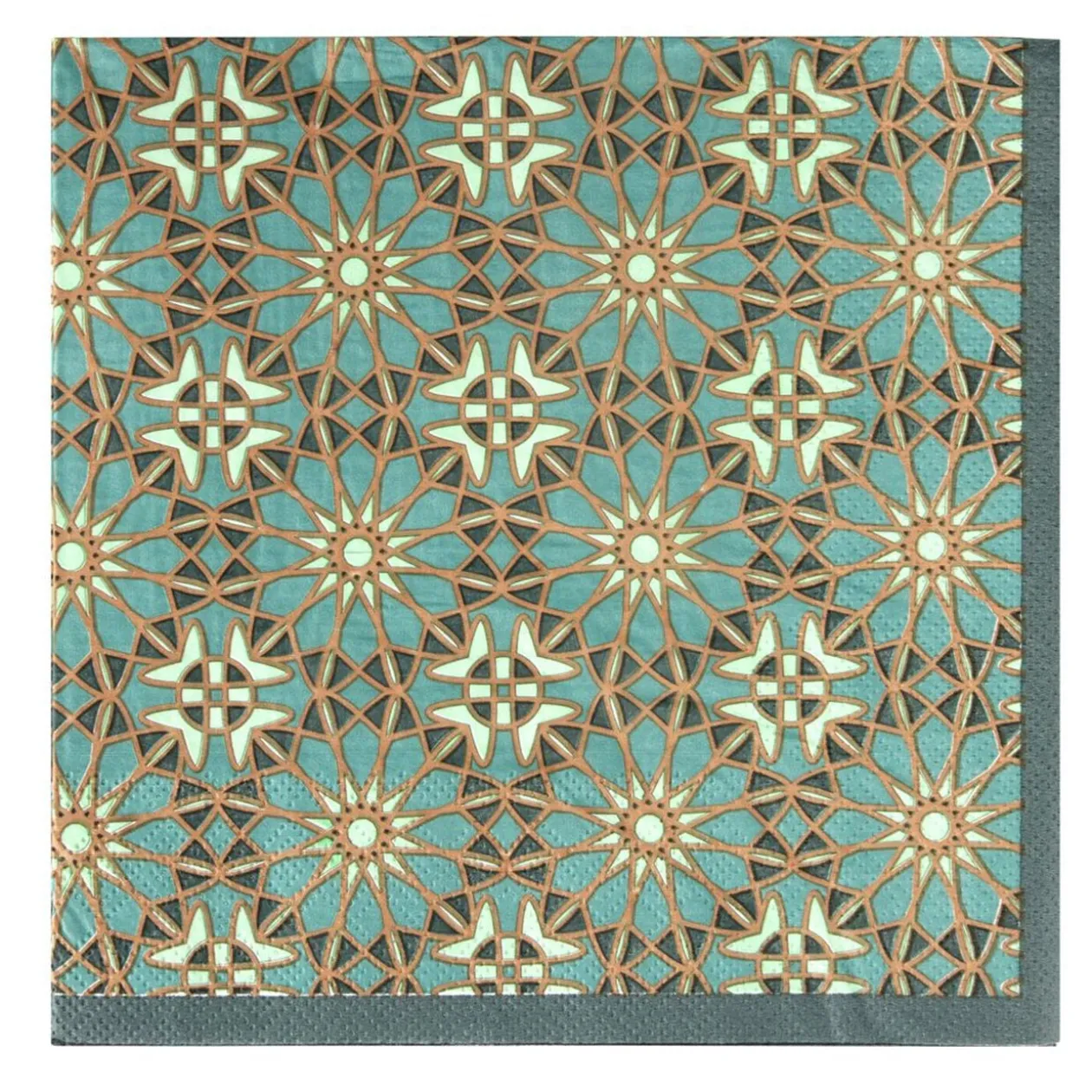 Serviette papier x20 carrée New Mirage arabesque vert et doré 33x33cm