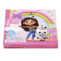 Serviette papier x20 Gabby's Dollhouse rose 16,5x16,5cm < Gifi Discount