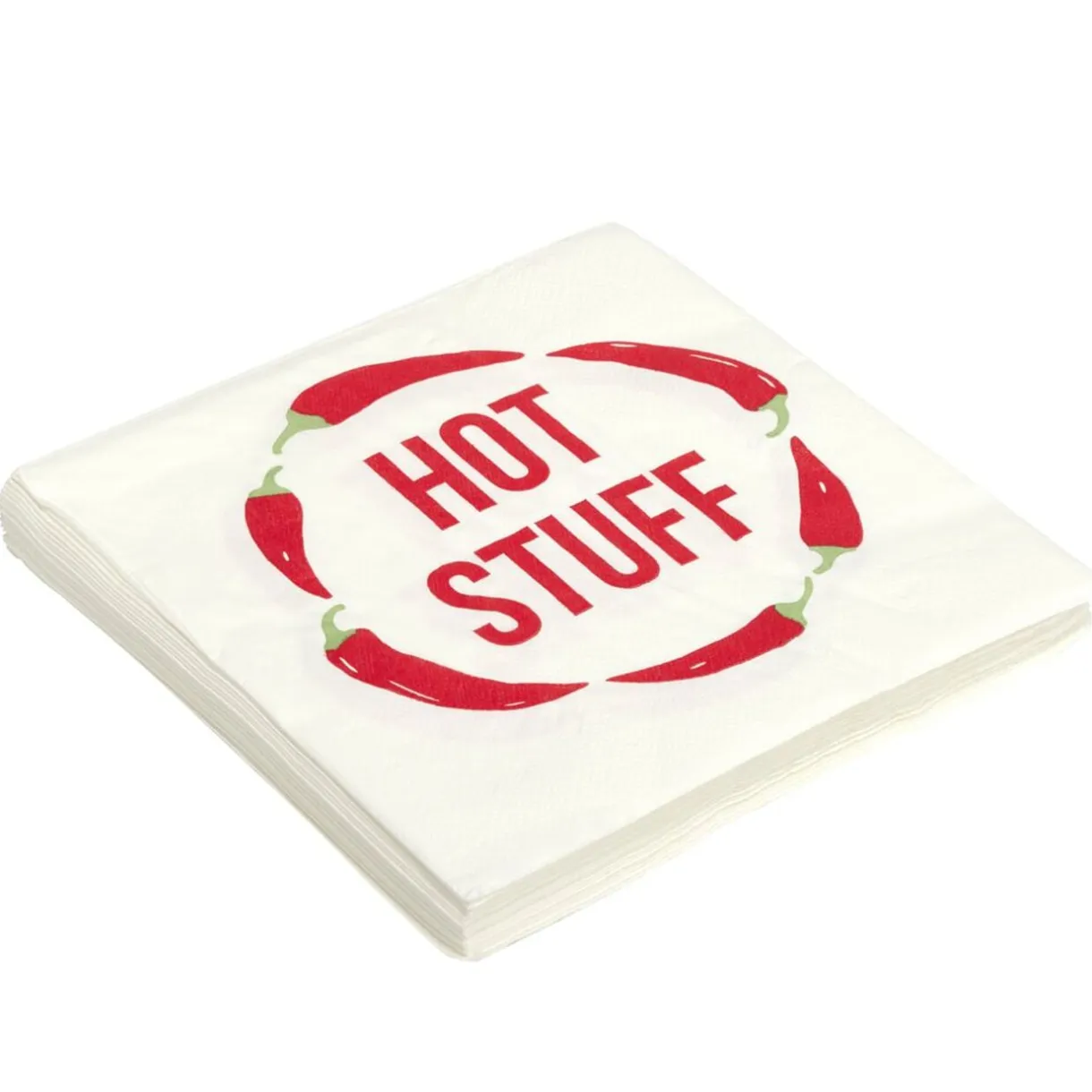 Serviette papier x20 motif piment Hot Stuff blanc et rouge 33x33cm < Gifi Best