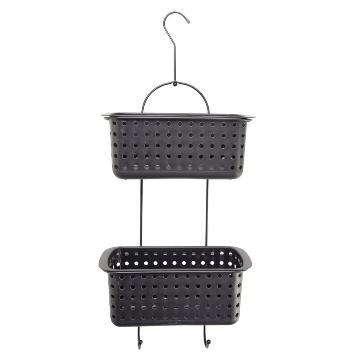 Serviteur de douche à suspendre 2 paniers plastique noir 29,5x14xH70cm < Gifi Outlet