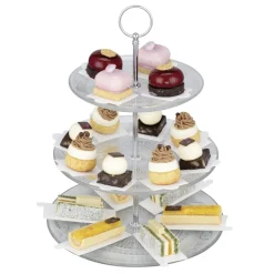 Serviteur en verre à motif gravé à 3 étages Ø18xØ23xØ25cm < Gifi New