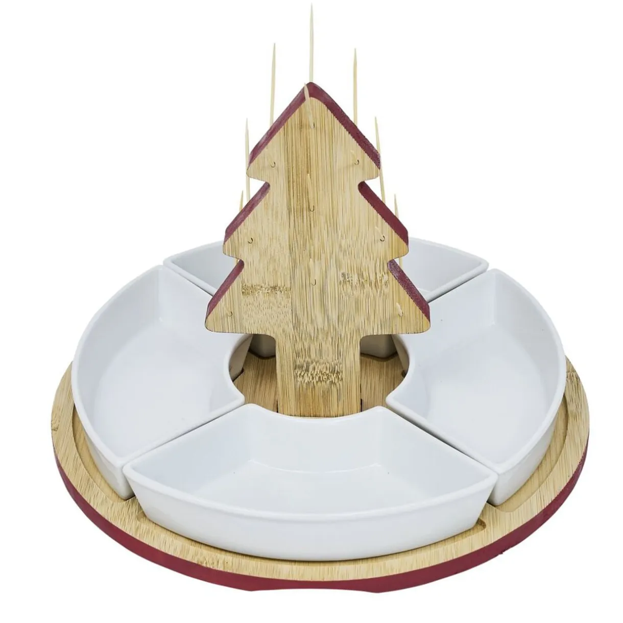 Set apéritif plateau bambou sapin Noël et coupelle x4 < Gifi Outlet