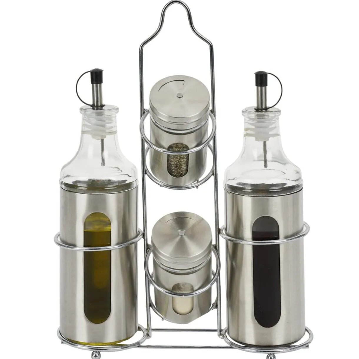 Set assaisonnement 4en1 en verre et inox gris < Gifi Best