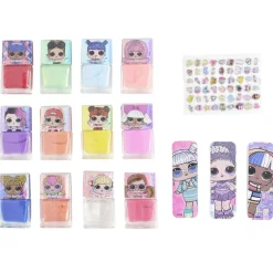 Set beauté enfant vernis nail art et 16 accessoires licences 29,5x29,5cm