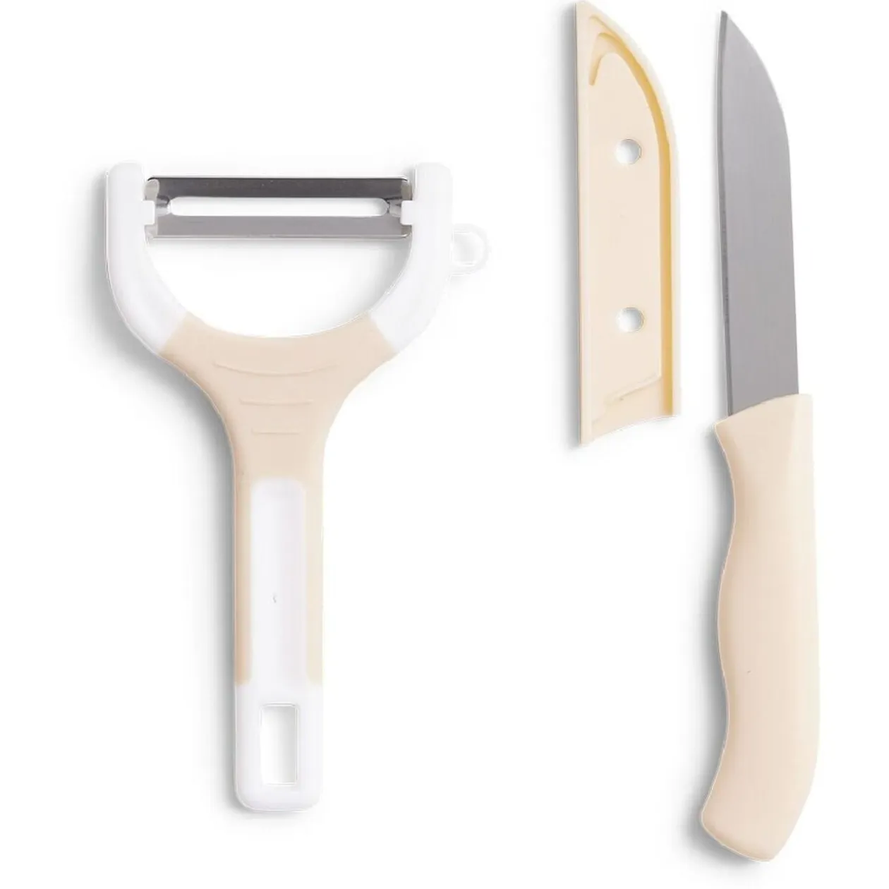 Set couteau et éplucheur inox et plastique - 3 modèles