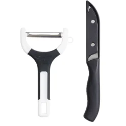 Set couteau et éplucheur inox et plastique - 3 modèles