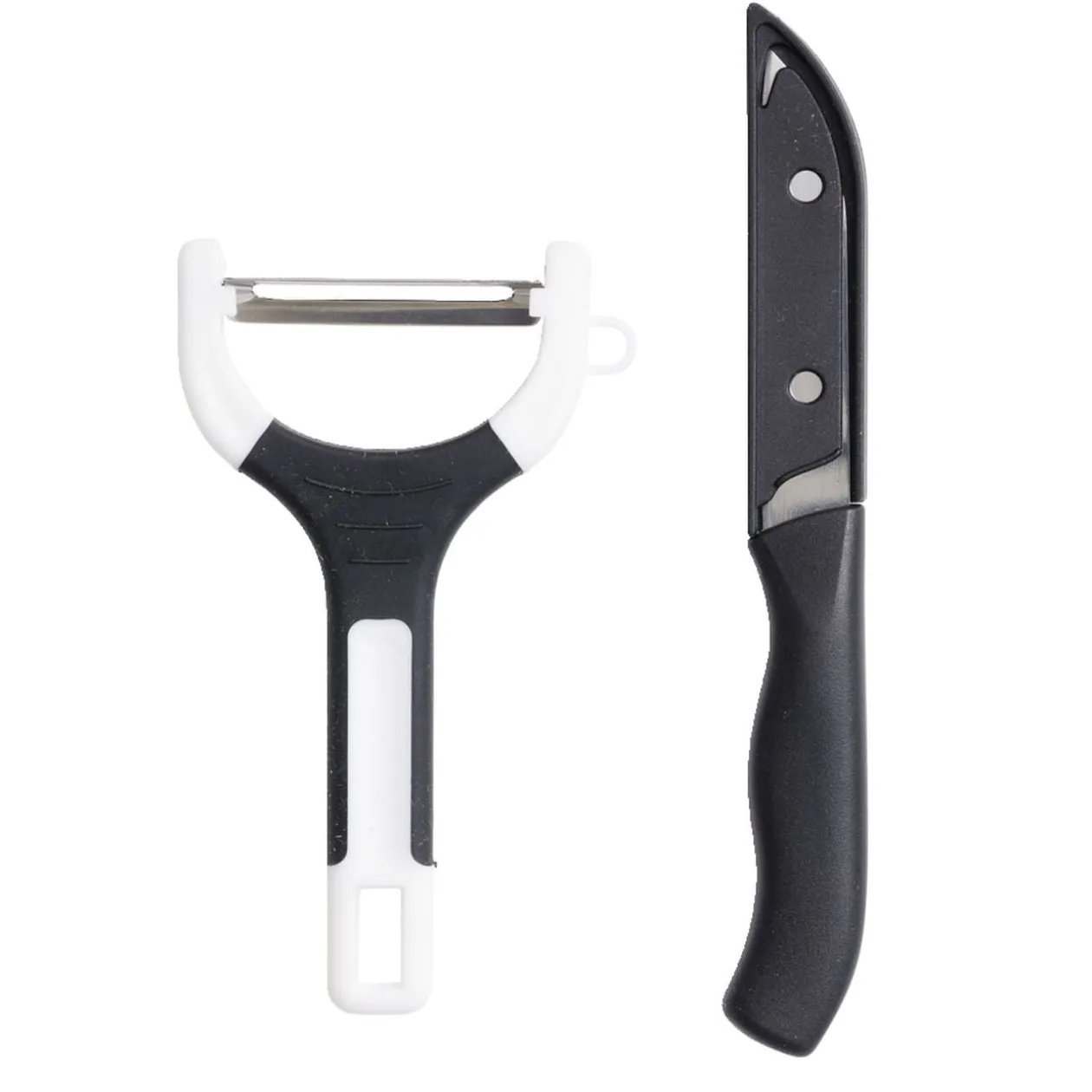 Set couteau et éplucheur inox et plastique - 3 modèles