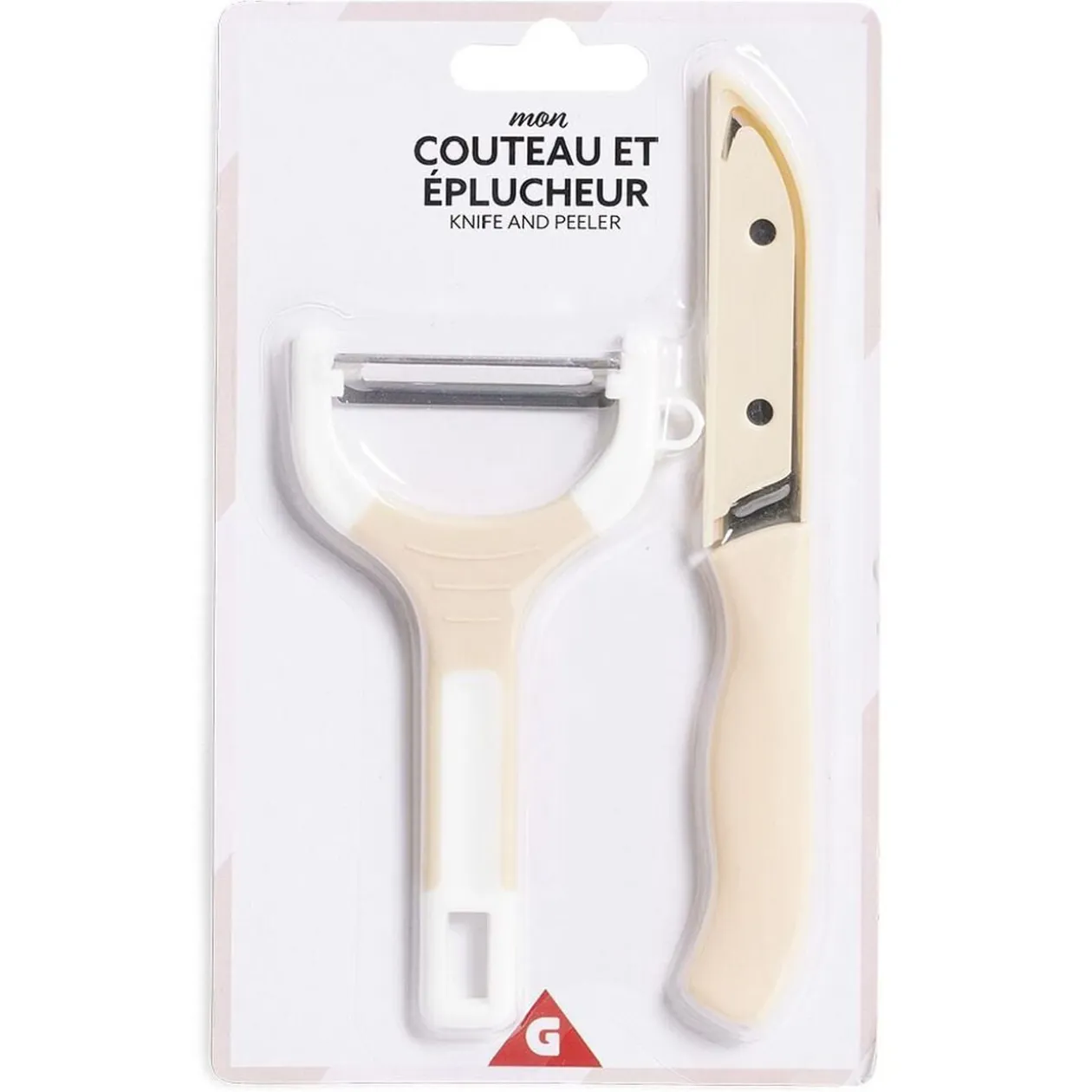 Set couteau et éplucheur inox et plastique - 3 modèles