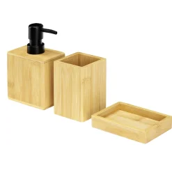 Set de 3 accessoires de salle de bain en bambou