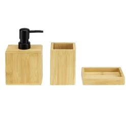 Set de 3 accessoires de salle de bain en bambou